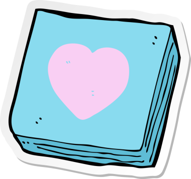 Bir insan tarafından çizilmiş aşk kalp not defterinin çıkartması.