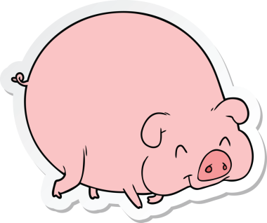 Bir insan tarafından çizilmiş bir domuzun çıkartması.