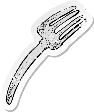 Bir insan tarafından çizilmiş bir karikatür çatalının gerilimli yapıştırması.