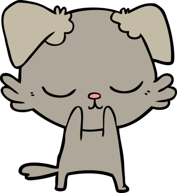 Bir insan tarafından çizilmiş şirin bir çizgi film köpeği.