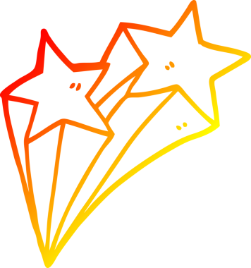 Bir insan tarafından çizilmiş bir çizgi film yıldızının sıcak gradyan çizimi