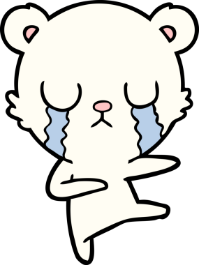 Bir insan tarafından çizilmiş ağlayan kutup ayısı çizgi filmi.