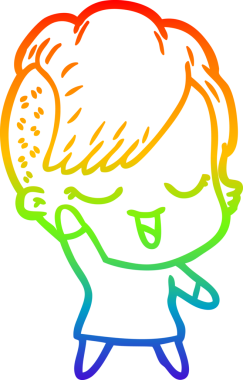 gökkuşağı gradyan çizimi mutlu bir çizgi film kızı bir insan tarafından çizildi