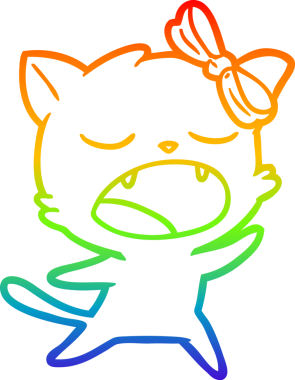 Bir insan tarafından çizilmiş şarkı söyleyen bir çizgi film kedisinin çizimi