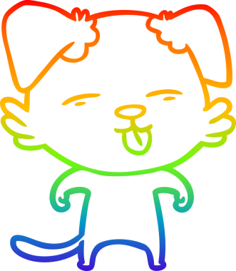 gökkuşağı gradyan çizgi çizimi bir insan tarafından çizilmiş dili dışarı çıkaran bir köpek