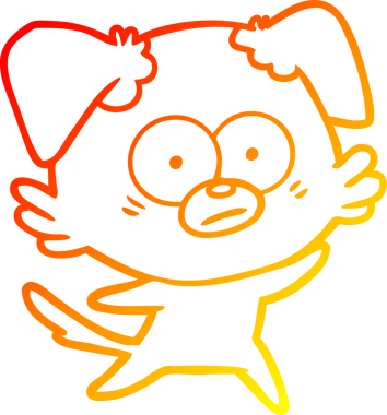 Bir insan tarafından çizilmiş gergin bir köpek çizgi filminin sıcak gradyanı.