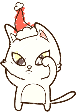 Bir insan tarafından çizilen Noel Kedisi Tebeşiri