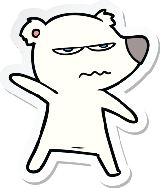 Kızgın ayı kutup çizgi filminin çıkartması bir insan tarafından çizilmiş.