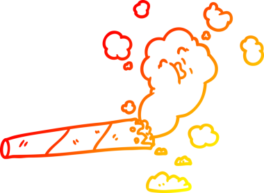 Bir insan tarafından çizilmiş sigara içen bir çizgi film çizimi.