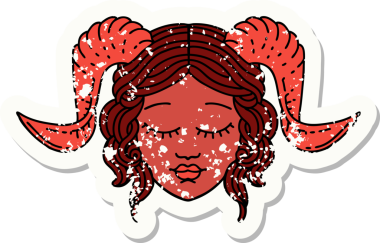 Bir insan tarafından çizilmiş bir karakter yüzünün grunge çıkartması