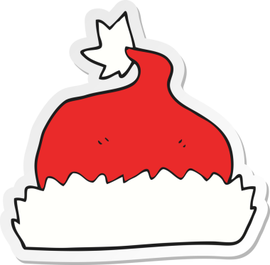 Bir insan tarafından çizilmiş bir Noel Baba şapkasının çıkartması.