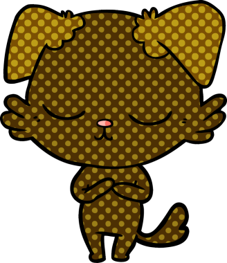 Bir insan tarafından çizilmiş şirin bir çizgi film köpeği.