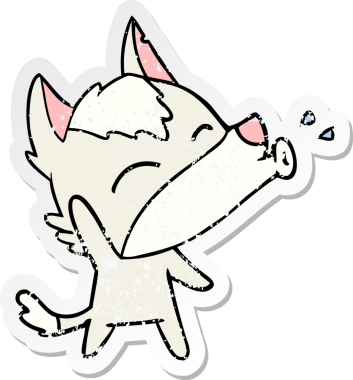 Bir insan tarafından çizilmiş uluyan kurt çizgi filminin sıkıntılı çıkartması.