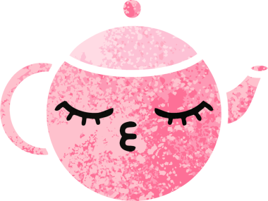 Bir insan tarafından çizilmiş bir çaydanlığın retro çizim tarzı karikatürü