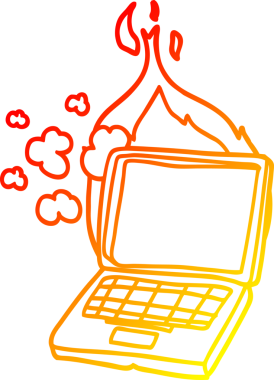 Bir insan tarafından çizilmiş çizgi dizüstü bilgisayarın sıcak gradyan çizimi