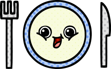 Bir insan tarafından çizilmiş yemek tabağının çizgi romanı.