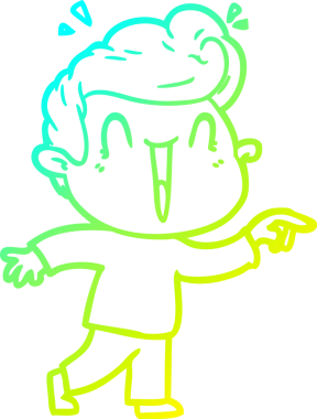 Bir insan tarafından çizilmiş, heyecanlı bir çizgi film çizimi.