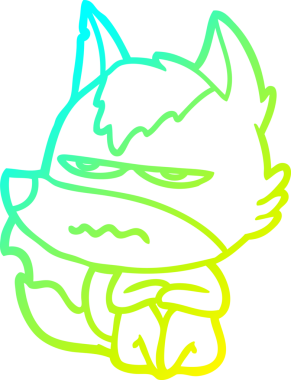 Bir insan tarafından çizilmiş, kızgın bir kurdun soğuk çizgi çizimi.