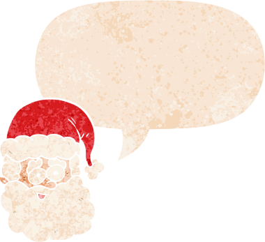 çizgi film Noel Baba, grunge 'da konuşma baloncuğu olan sıkıntılı eski moda bir insan tarafından çizilmiş.