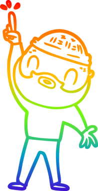 Gökkuşağı gradyan çizgi çizimi bir insan tarafından çizilmiş sakallı bir adamın