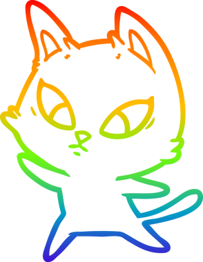 Bir insan tarafından çizilmiş kafası karışmış çizgi film kedisinin çizimi.