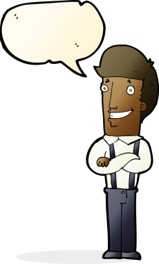 Bir insan tarafından çizilmiş konuşma balonu olan gururlu bir adam.