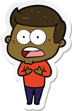 Bir insan tarafından çizilmiş bir karikatür çıkartması.