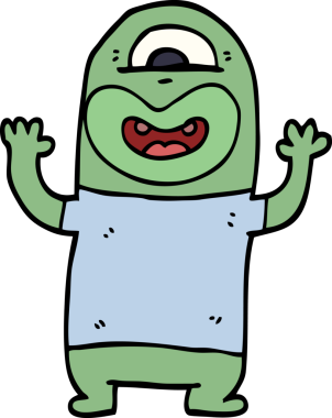 Bir insan tarafından çizilmiş uzaylı canavar karalaması.