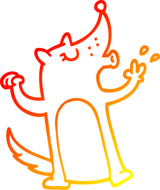 Bir insan tarafından çizilmiş ıslık çalan bir kurdun sıcak çizgi çizimi.