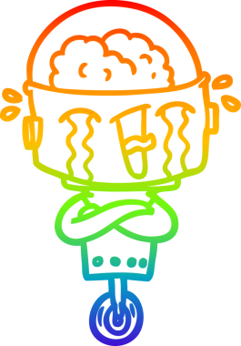 gökkuşağı gradyan çizimi bir insan tarafından çizilmiş ağlayan bir robot çizgi