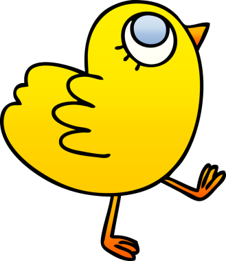 bir insan tarafından çizilmiş garip gölgeli sarı kuş.