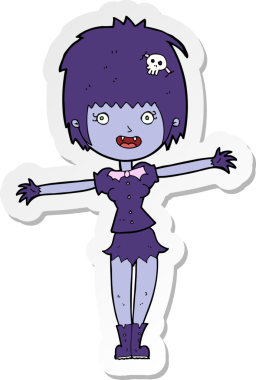 Bir insan tarafından çizilmiş mutlu vampir bir kızın çıkartması.