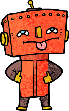 Bir insan tarafından çizilmiş çizgi film robotu