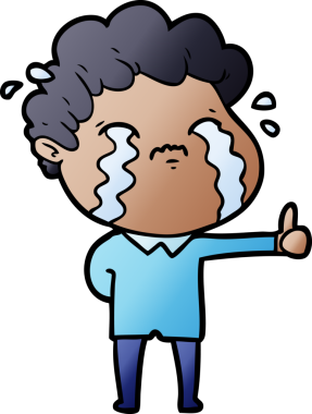 Bir insan tarafından çizilmiş ağlayan çizgi film adamı.