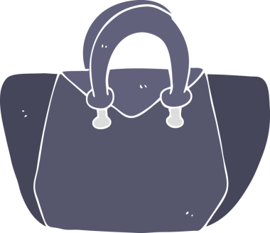 Bir insan tarafından çizilmiş el çantasının düz renk çizimi