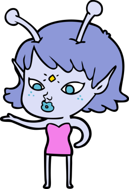 Bir insan tarafından çizilmiş güzel uzaylı kız.