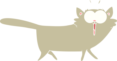 Bir insan tarafından çizilmiş düz renkli çizgi film kedisi