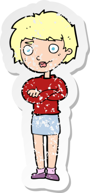 Bir insan tarafından çizilmiş kızgın bir karikatürün gerilimli çıkartması.