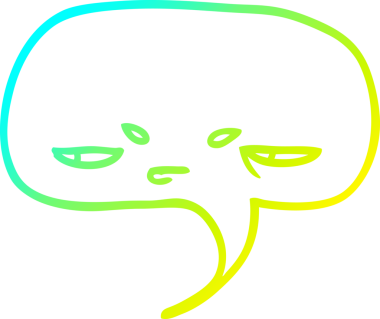 Yüzü bir insan tarafından çizilmiş bir karikatür konuşma baloncuğu çizimi.