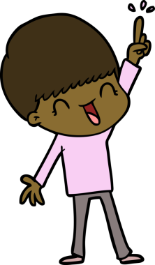 Bir insan tarafından çizilmiş mutlu çizgi film çocuğu.