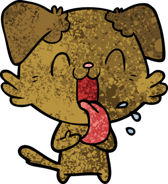 Bir insan tarafından çizilmiş nefes nefese bir köpek.