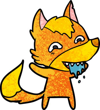 Bir insan tarafından çizilmiş tilki çizgi film karakteri