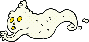 Bir insan tarafından çizilmiş çizgi roman tarzı ürkütücü bir hayalet.