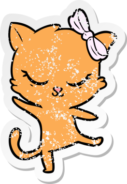 Bir insan tarafından çizilmiş şirin bir çizgi film kedisinin sıkıntılı çıkartması.