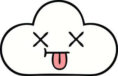 Bir insan tarafından çizilmiş beyaz bir bulutun sevimli karikatürü.