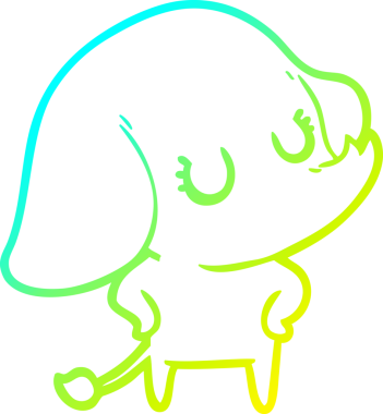 Bir insan tarafından çizilmiş şirin bir filin soğuk gradyan çizgisi