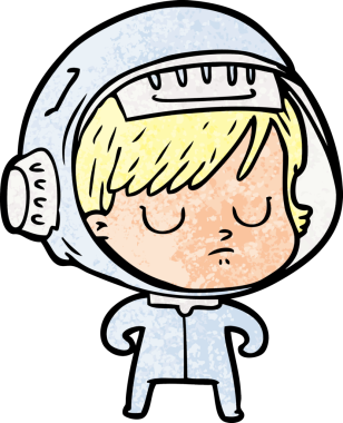 Bir insan tarafından çizilmiş astronot kadın.