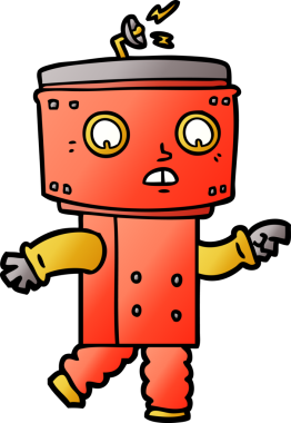 Bir insan tarafından çizilmiş çizgi film robotu