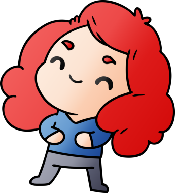 Bir insan tarafından çizilmiş sevimli bir kawai kızının gradyan çizimi.