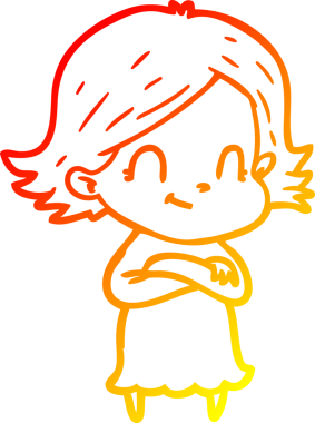 Bir insan tarafından çizilmiş, karikatür dostu bir kız çizimi.